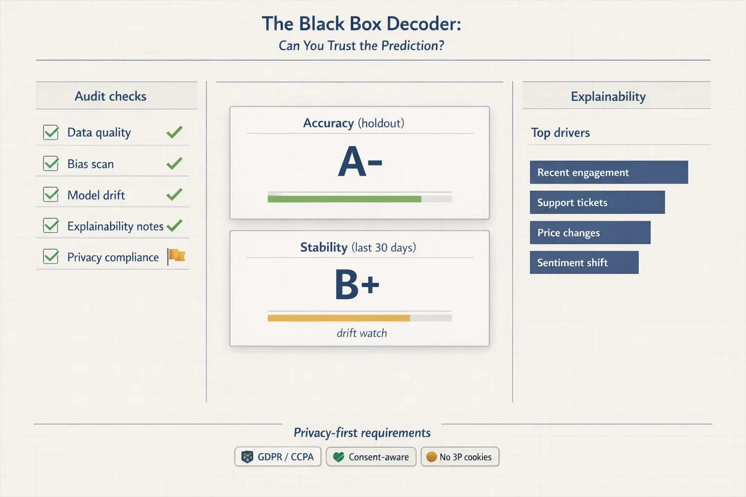 After discussing risks and the ‘black box’ transparency problem; supports evaluation of explainability and governance.